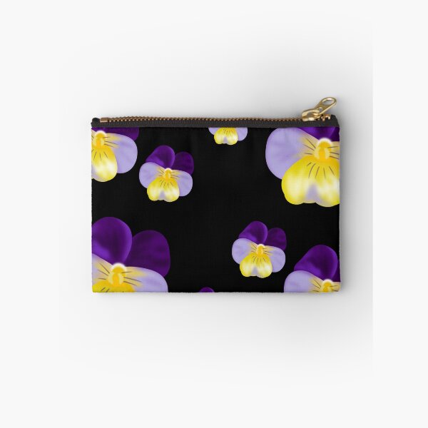 Item preview, Summer Spring Pansies Penséer Flowers Pattern with Black Background designed and sold by Karen Ekdahl.