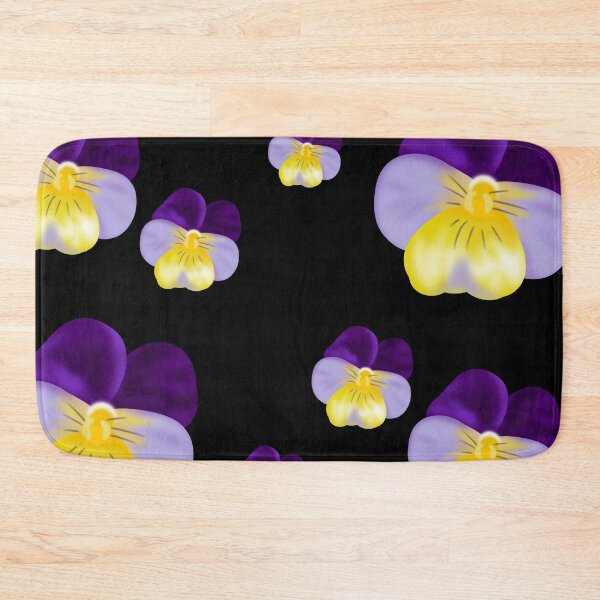 Item preview, Summer Spring Pansies Penséer Flowers Pattern with Black Background designed and sold by Karen Ekdahl.