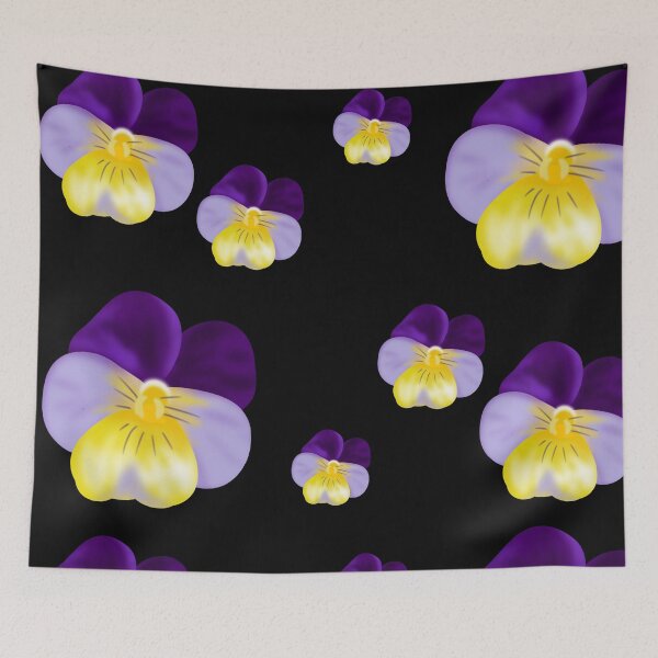 Item preview, Summer Spring Pansies Penséer Flowers Pattern with Black Background designed and sold by Karen Ekdahl.