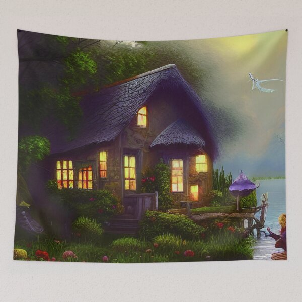 Item preview, Fantasy House In a Greenery Scene, Fantasy Cottagecore designed and sold by NatureFood.
