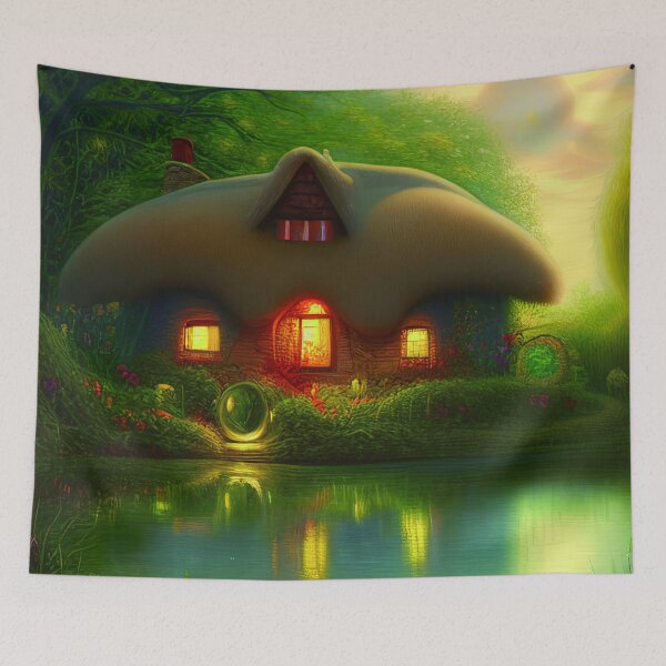 Item preview, Fantasy House In a Greenery Scene, Fantasy Cottagecore designed and sold by NatureFood.