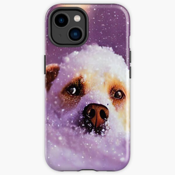 christmas dog in a snowy wonderland iPhone Tough Case