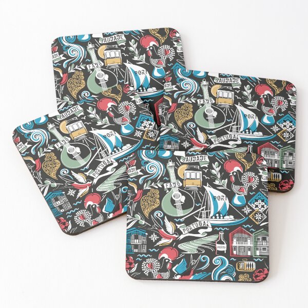 Item preview, Saudade // black background popular motifs from Portugal designed and sold by SelmaCardoso.