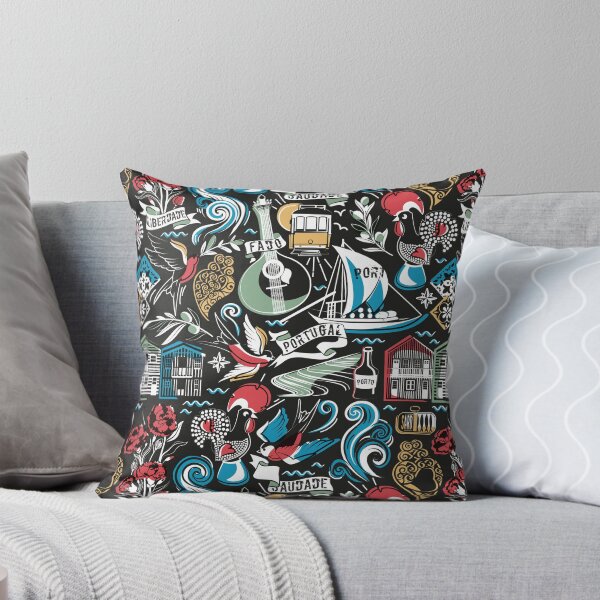 Item preview, Saudade // black background popular motifs from Portugal designed and sold by SelmaCardoso.