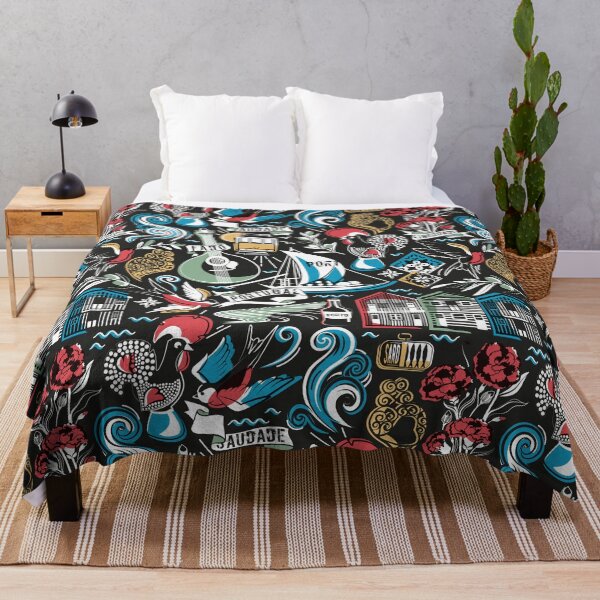 Item preview, Saudade // black background popular motifs from Portugal designed and sold by SelmaCardoso.