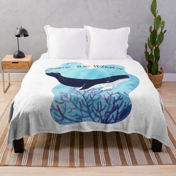 Item preview, Save the Whales - Cute Swimming whale - Ocean abstract background - Whale - Cartoon - Blue Sea designed and sold by Mechanical-Artt.