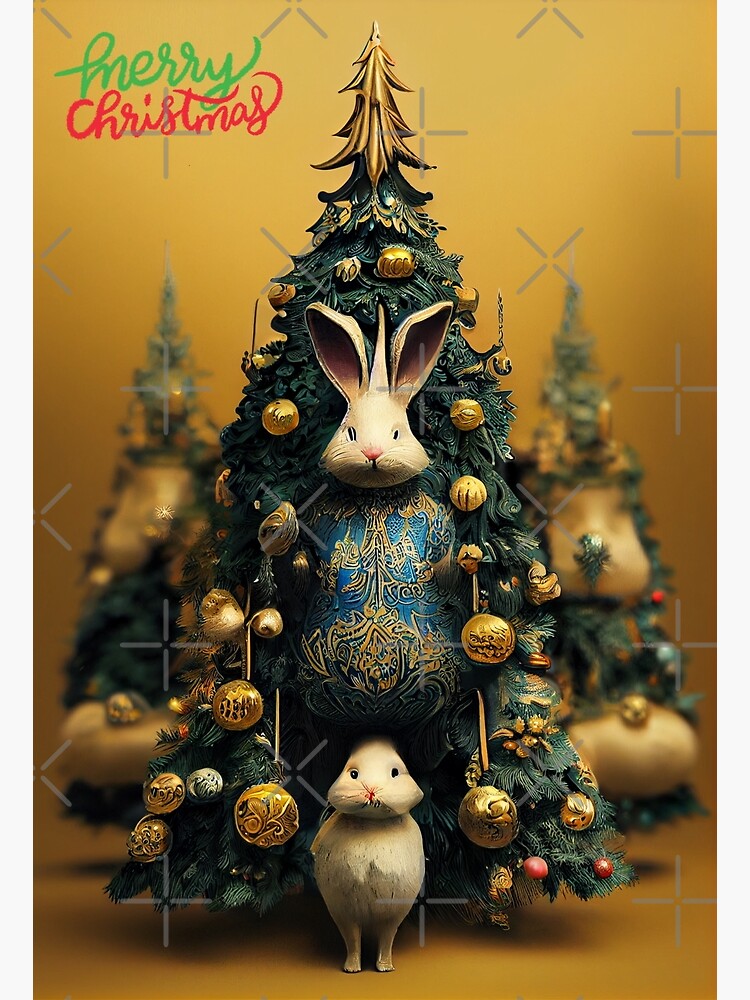 "Rabbits and Christmas tree" Poster for Sale by GorinART Redbubble