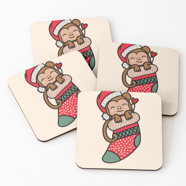 Item preview, Cute Kawaii Monkey In Christmas Sock Xmas Pajama designed and sold by JokeGysen.