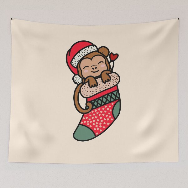 Item preview, Cute Kawaii Monkey In Christmas Sock Xmas Pajama designed and sold by JokeGysen.