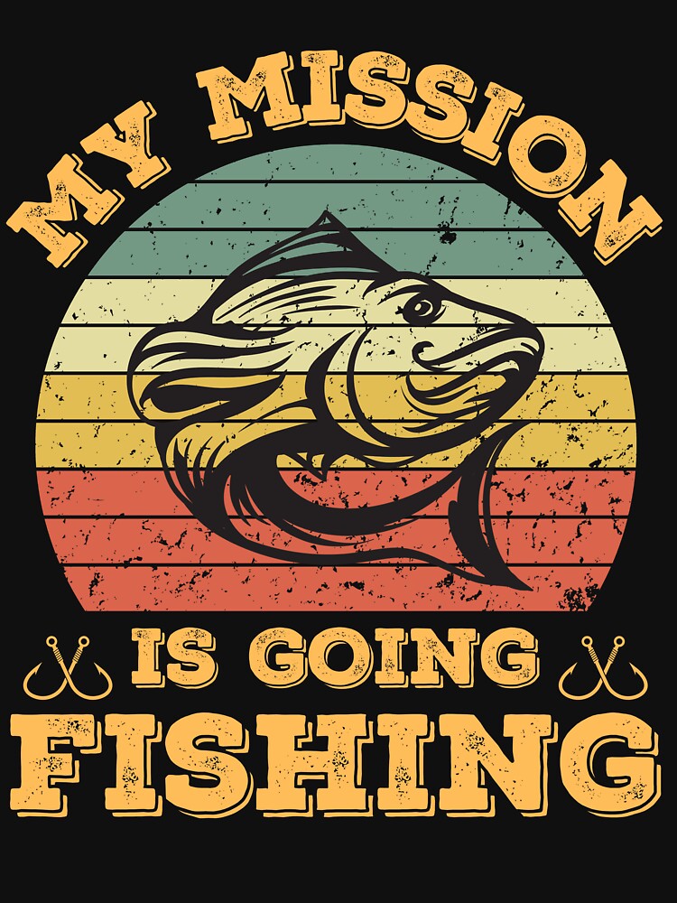 My Mission Is Going Fishing - Vintage sunset fishing lover | Pullover Hoodie