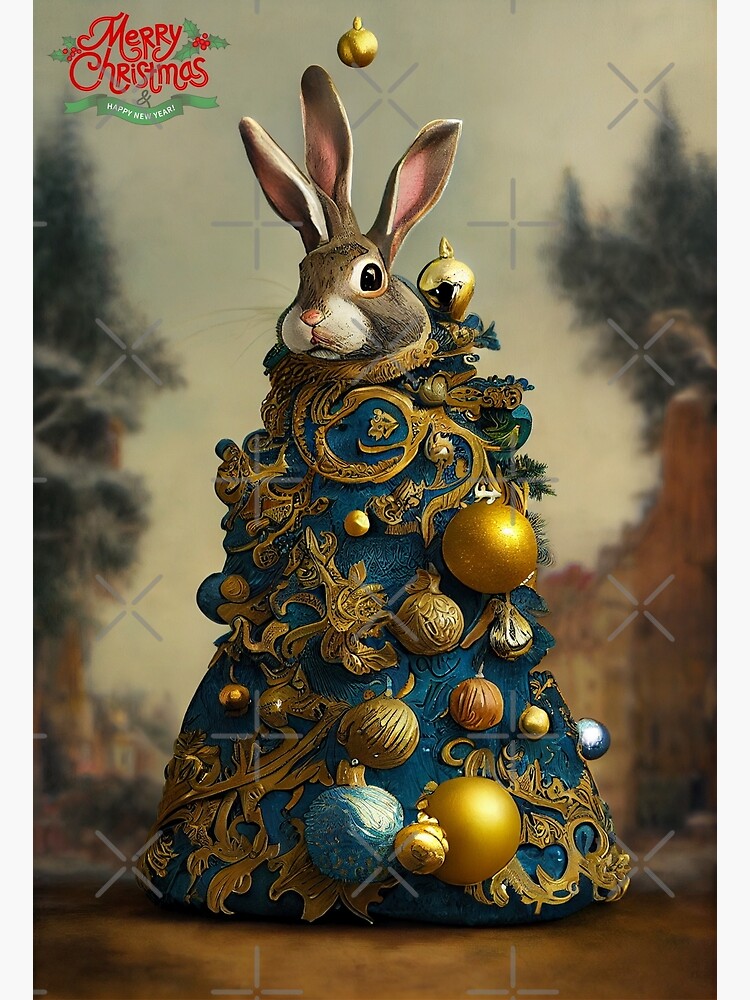 "Rabbits and Christmas tree" Poster for Sale by GorinART Redbubble
