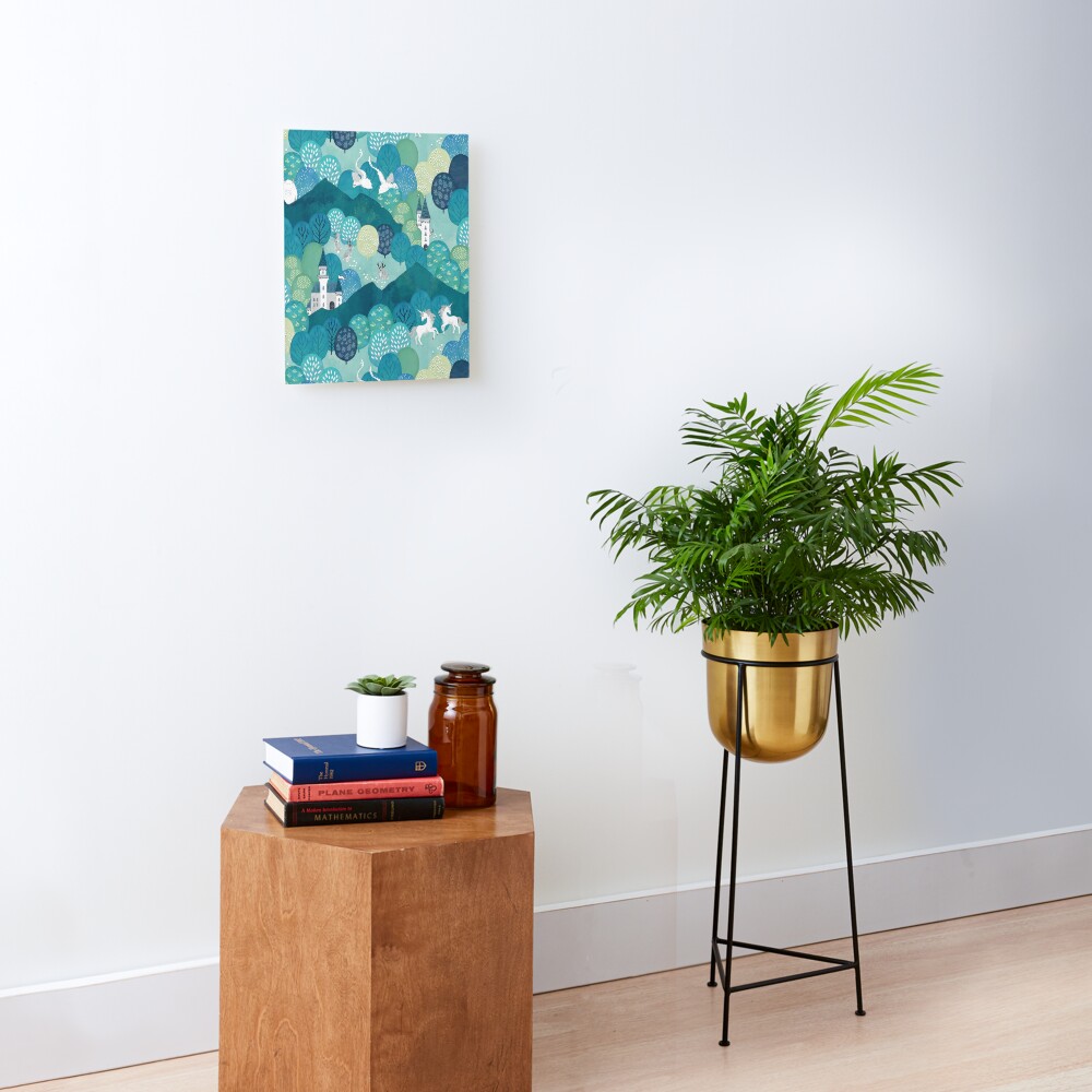 Enchanted forest green Mounted Print