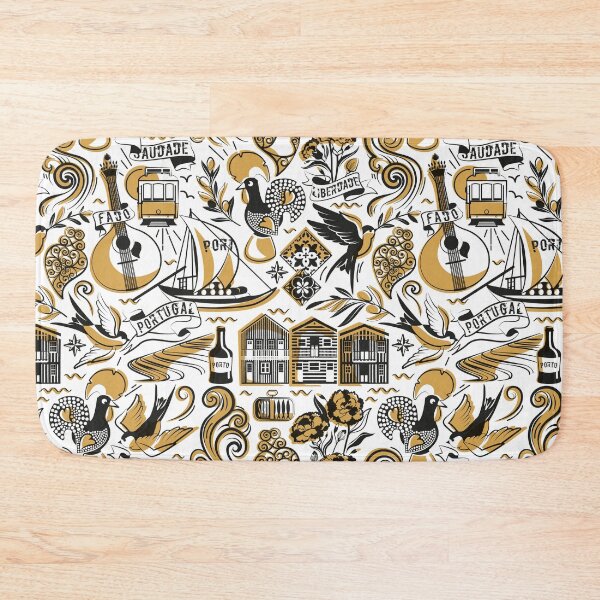 Item preview, Saudade // white background flash tattoo popular motifs from Portugal in rob roy yellow and black and white designed and sold by SelmaCardoso.