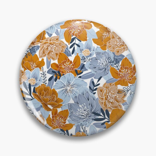 Item preview, Cozy Florals in Desert Sun, Navy and Fog designed and sold by Gingerlique.