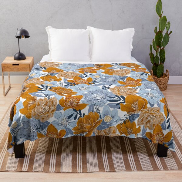 Item preview, Cozy Florals in Desert Sun, Navy and Fog designed and sold by Gingerlique.