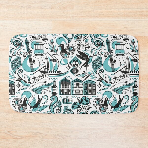 Item preview, Saudade // white background flash tattoo popular motifs from Portugal in aqua ocean and black and white designed and sold by SelmaCardoso.