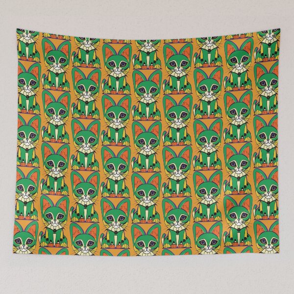 Item preview, Maya Patterned Kitten Green designed and sold by thumbjoint.