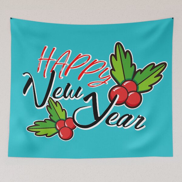Item preview, Happy New Year greeting, logo with red berries designed and sold by annamiss.