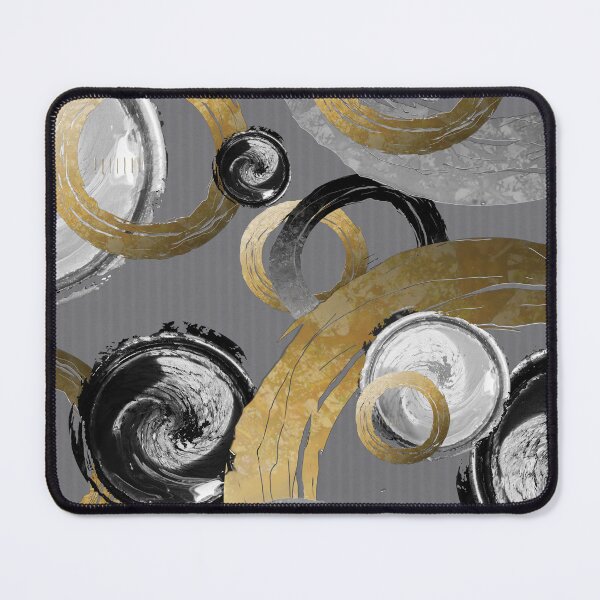Item preview, Modern Abstract Rough Gold Look Rings Black and White Circles designed and sold by jocelynsart.