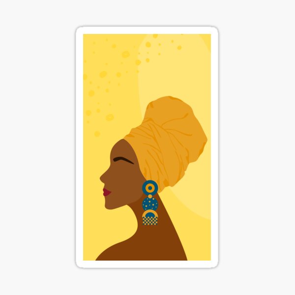 Aperçu de l'œuvre Silhouette féminine, robe de tête jaune créée et vendue par DivineandDandy.