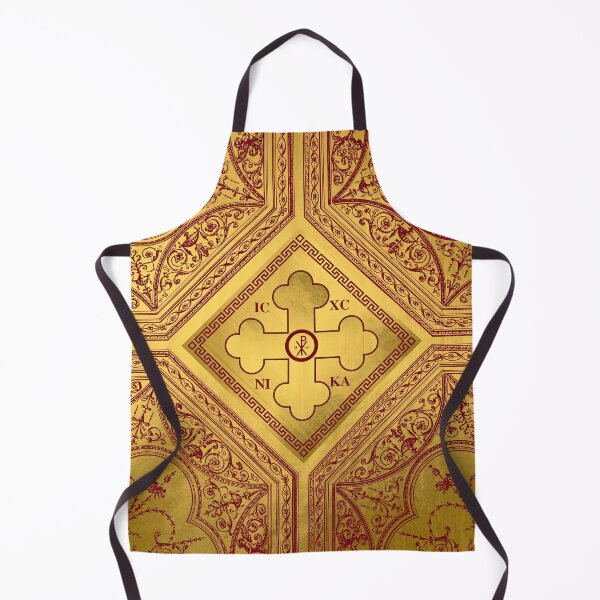 Item preview, Greek Orthodox Cross Ornate Gold Maroon Trim ICXC NIKA designed and sold by Yiorgos Designs.