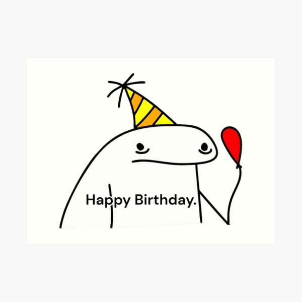 Flork cake Happy birthday meme Mounted Print for Sale by