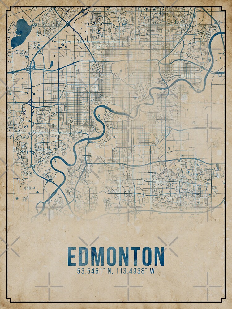 "Edmonton Antique Watercolor City Map Poster" Sticker for Sale by