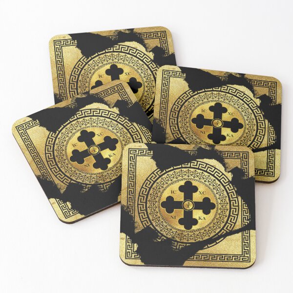 Item preview, Greek Orthodox Cross Gold Paint Black Trim ICXC NIKA designed and sold by Yiorgos Designs.