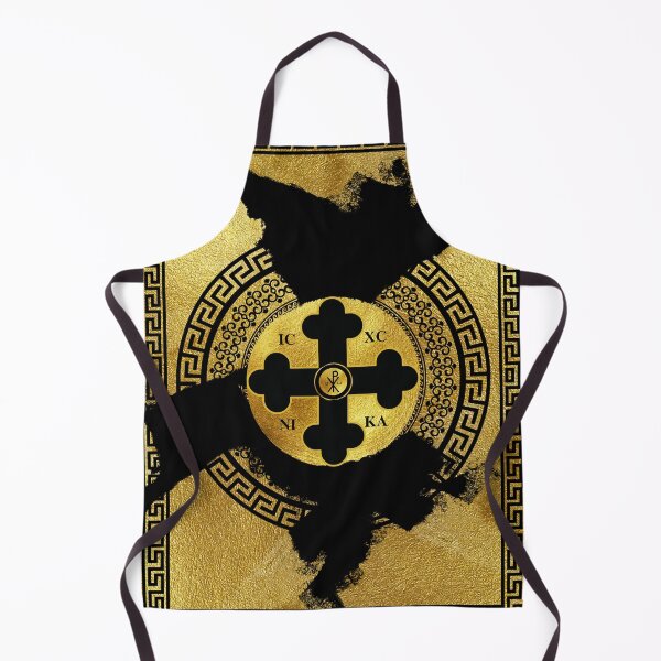 Item preview, Greek Orthodox Cross Gold Paint Black Trim ICXC NIKA designed and sold by Yiorgos Designs.