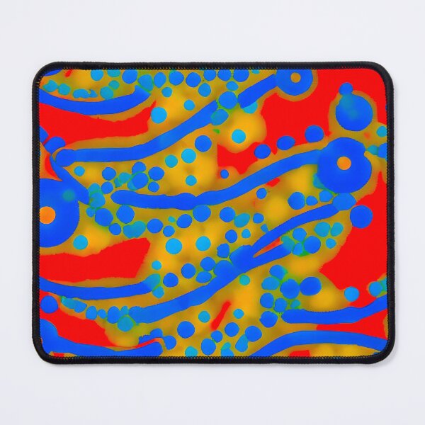 Item preview, blue and yellow bubbles on a red background designed and sold by The boys.
