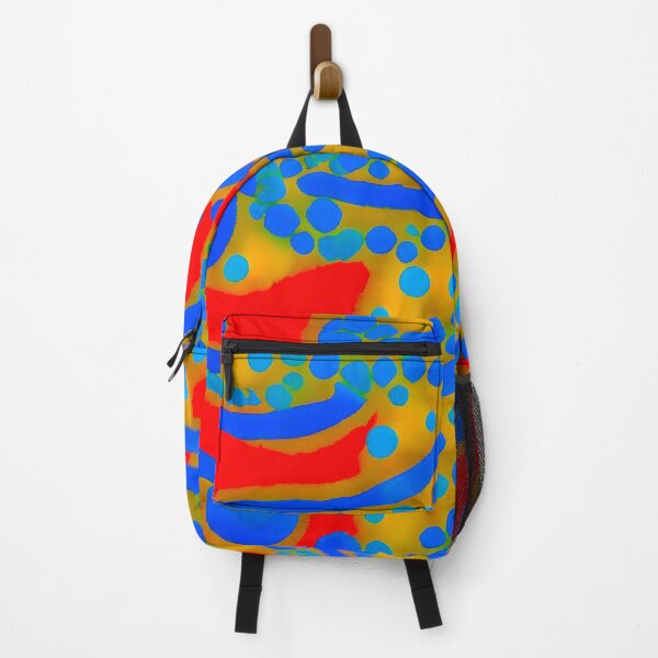 Item preview, blue and yellow bubbles on a red background designed and sold by The boys.