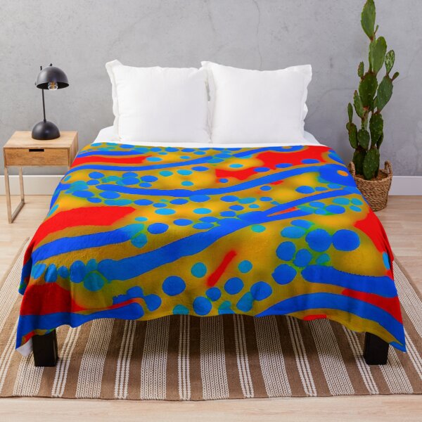 Item preview, blue and yellow bubbles on a red background designed and sold by The boys.