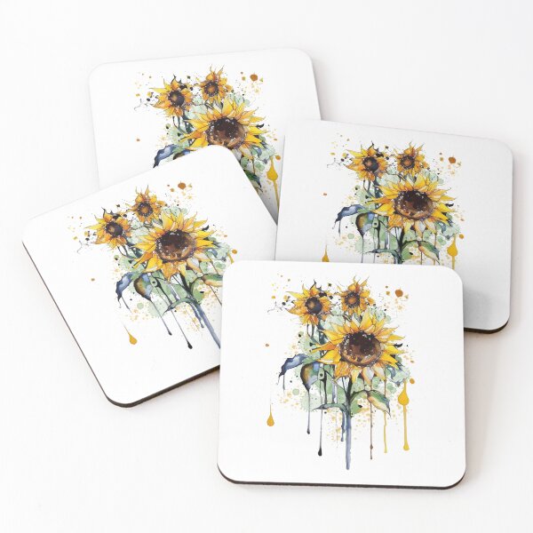 Artikelvorschau, Sonnenblumen-Aquarell-Malerei entworfen und verkauft von RayFineArt.