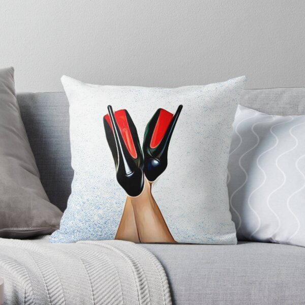 Christian Louboutin Sexy High Heel Red Bottoms Heels Up Throw Pillow