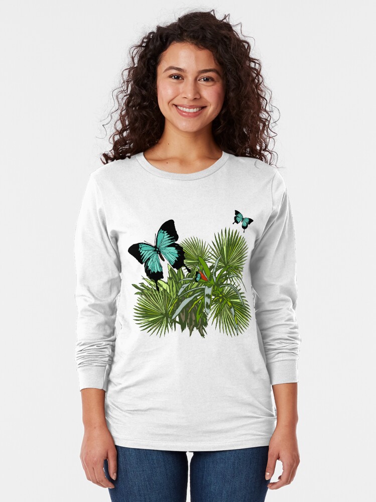 Alternate view of Rainforest Retreat: Ulysses butterfly Long Sleeve T-Shirt