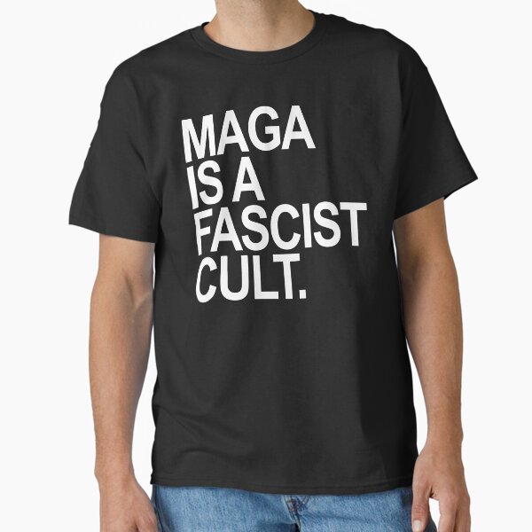 Vista previa del artículo con la obra «MAGA es un culto FASCISTA», diseñado y vendido por Thelittlelord.