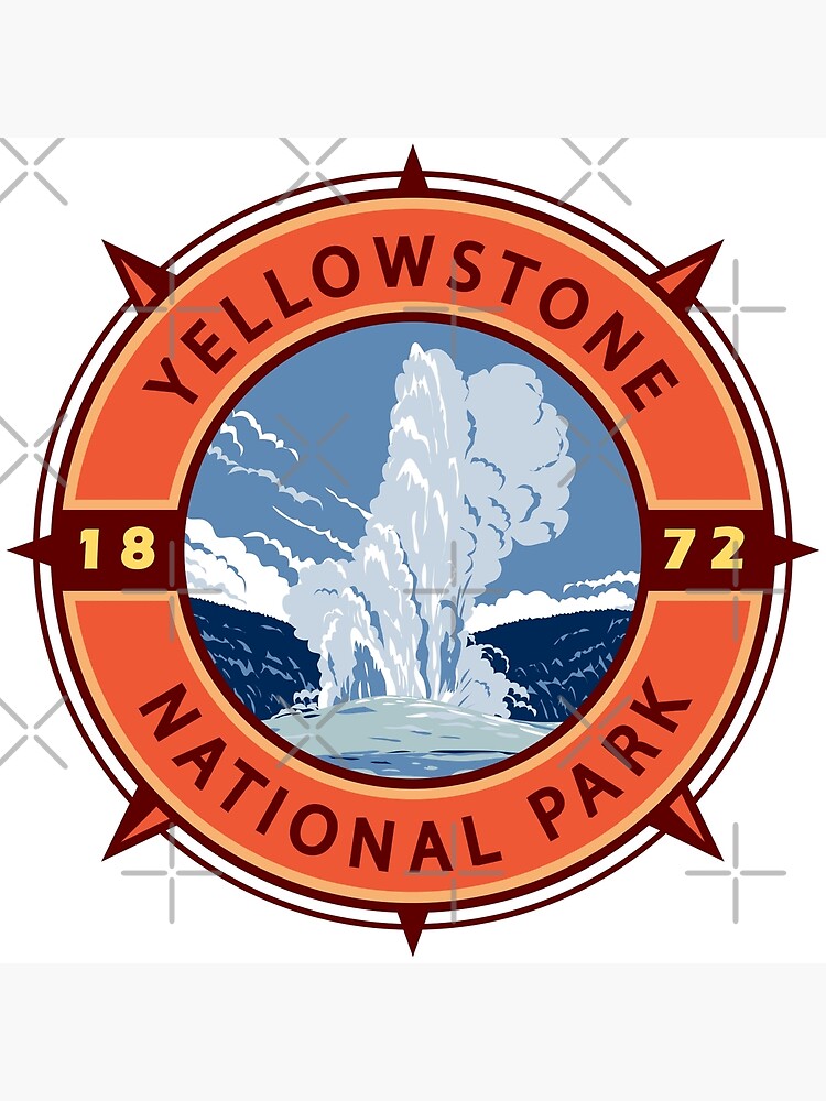 Yellowstone National Park Retro Compass Emblem