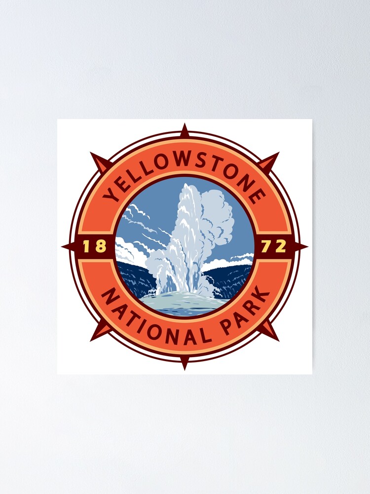 Yellowstone National Park Retro Compass Emblem | Poster