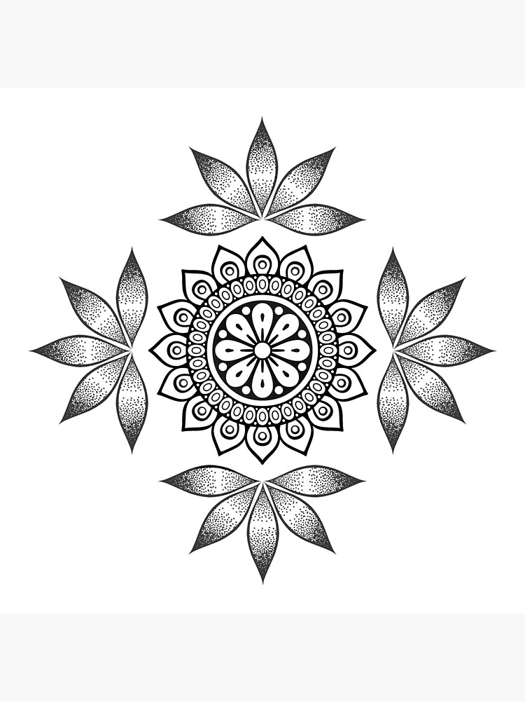 Mandala Stencil Illustration, Printable Design, Black and White