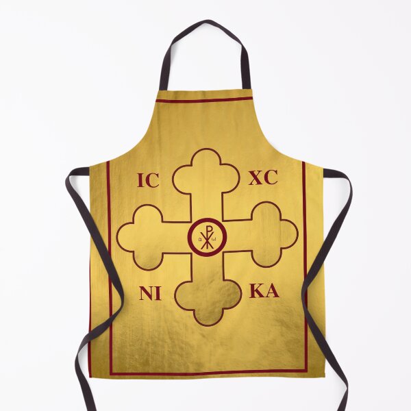 Item preview, Greek Orthodox Cross Gold Paint Maroon Trim ICXC NIKA designed and sold by Yiorgos Designs.