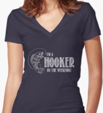 Hooker on the Weekend Women's Fitted V-Neck T-Shirt