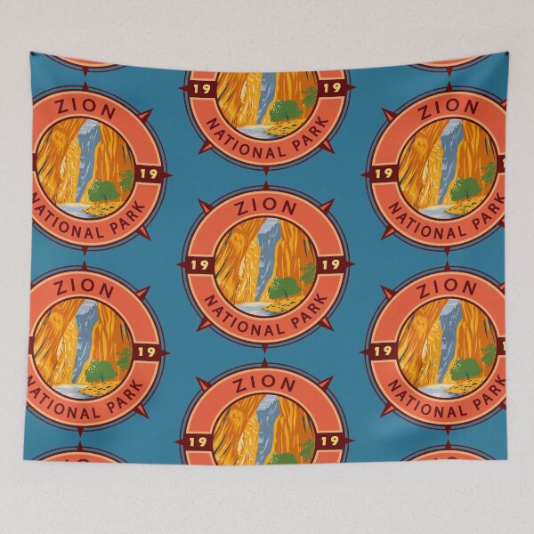 Item preview, Zion National Park Retro Compass Emblem designed and sold by KrisSidDesigns.