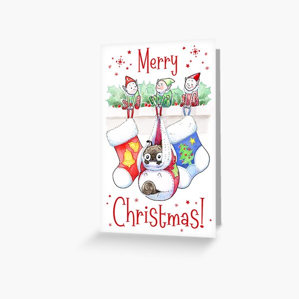 Stocking Pug - brindle pug Greeting Card