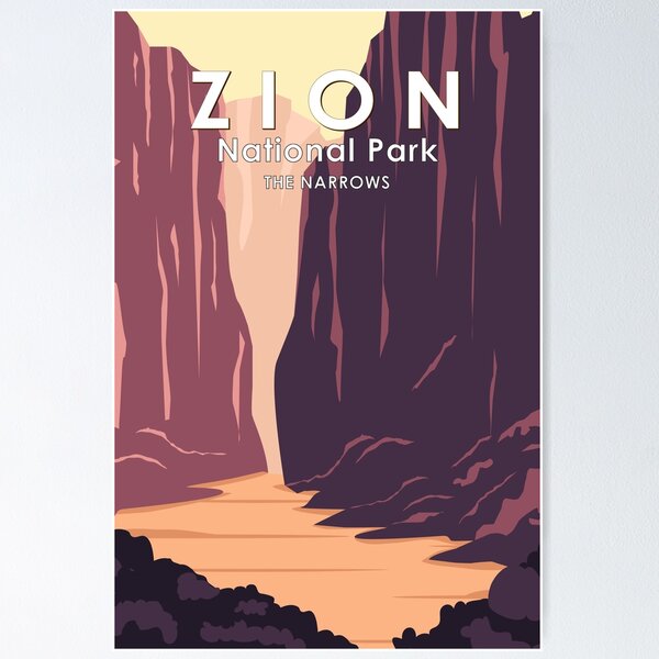 Vista previa del artículo con la obra «Parque Nacional Zion The Narrows Retro», diseñado y vendido por KrisSidDesigns.