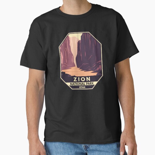 Vista previa del artículo con la obra «Parque Nacional Zion The Narrows Minimal Retro Emblem», diseñado y vendido por KrisSidDesigns.