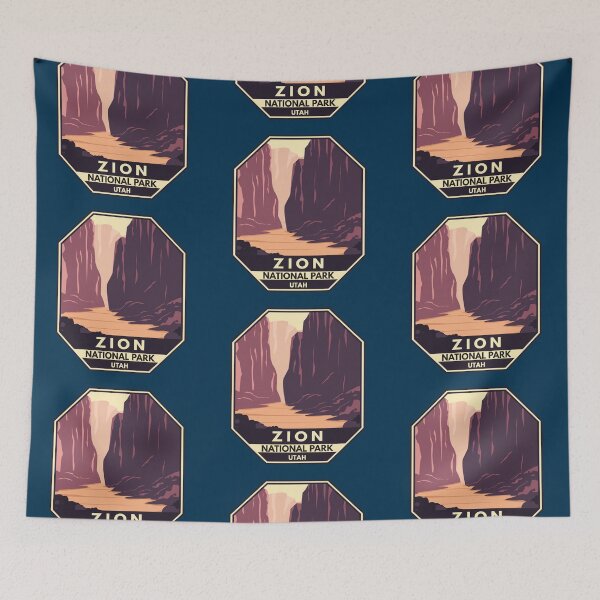 Item preview, Zion National Park The Narrows Minimal Retro Emblem designed and sold by KrisSidDesigns.