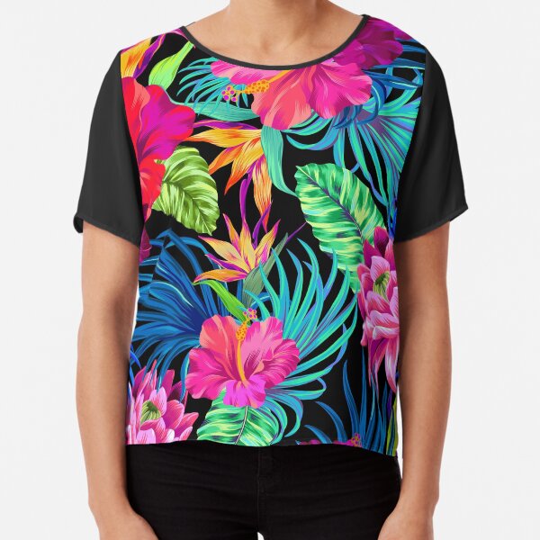 Drive You Mad Hibiscus Pattern Chiffon Top