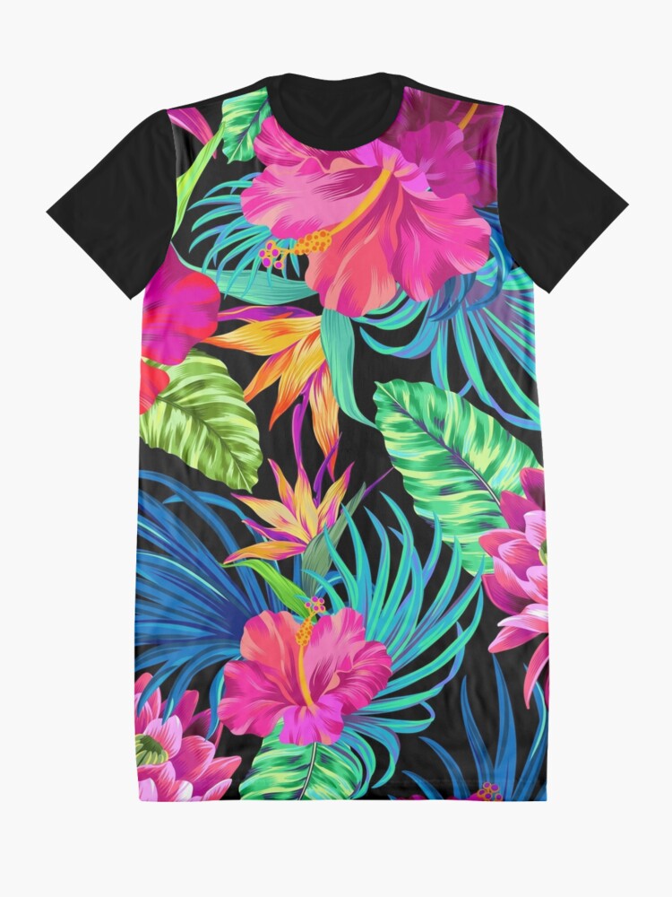 Alternate view of Drive You Mad Hibiscus Pattern Graphic T-Shirt Dress