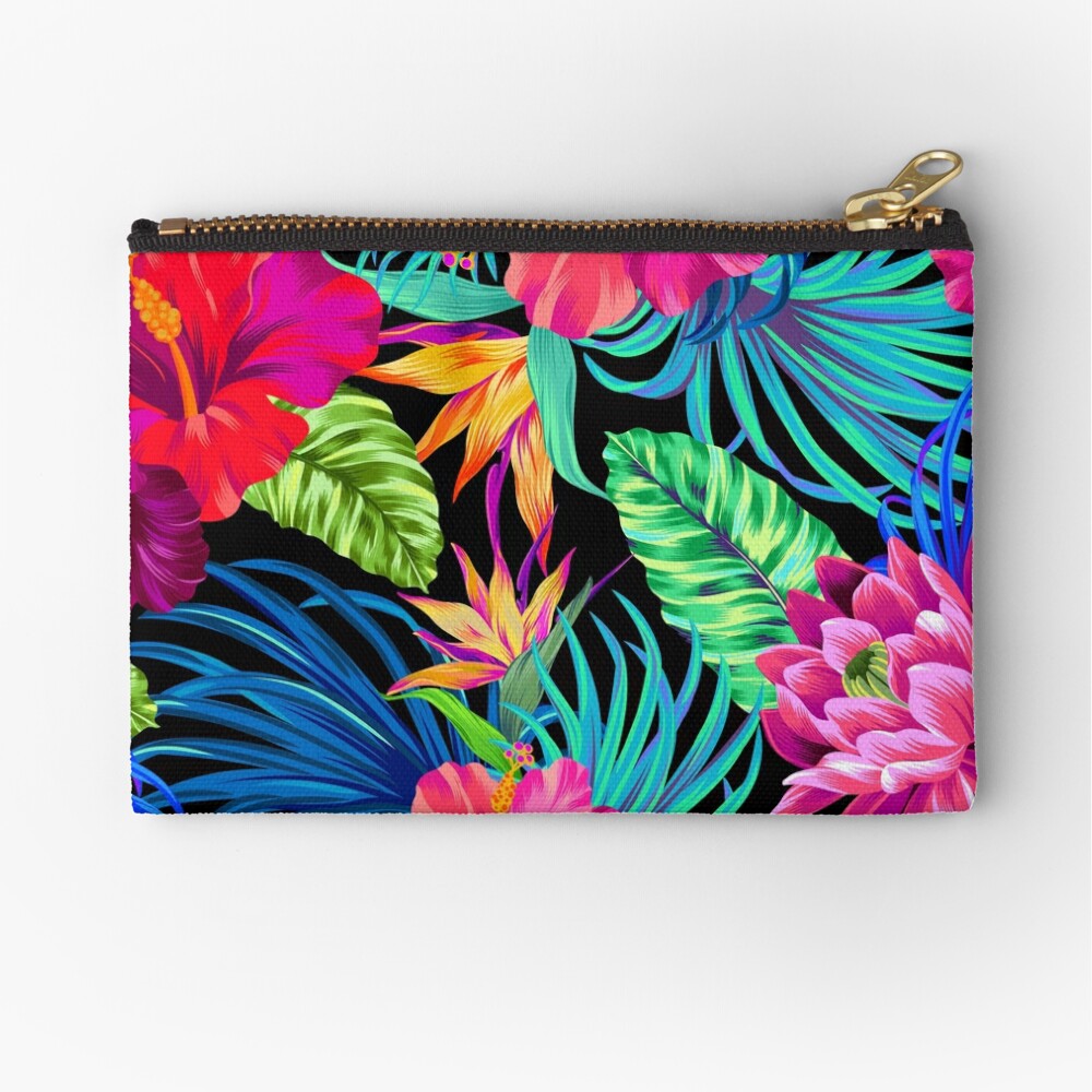 Drive You Mad Hibiscus Pattern Zipper Pouch