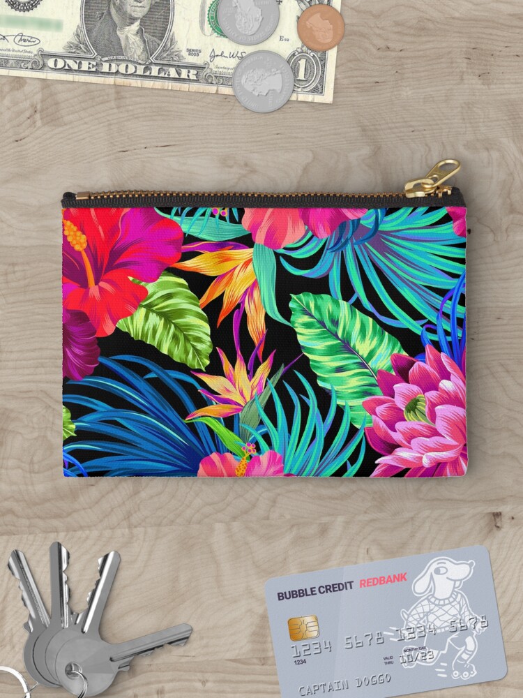 Thumbnail 3 of 4, Zipper Pouch, Drive You Mad Hibiscus Pattern designed and sold by Elena Belokrinitski.